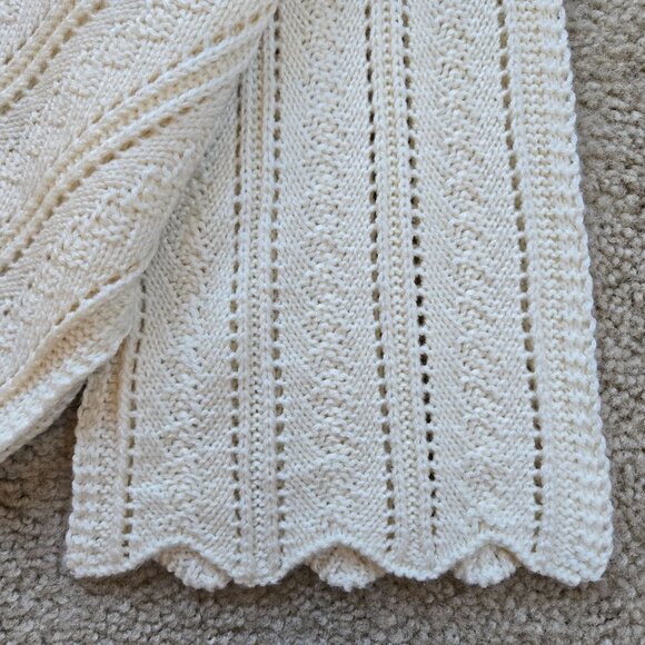 Vintage Pointelle Scarf *Possibly Cashmere* Ivory Fownes Brothers - Picture 2 of 10